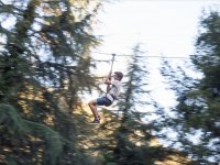  Going down the zip line at full speed 