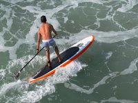  Paddling on the board