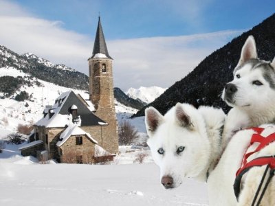 Ruta en mushing en Baqueira 3,5 km niños
