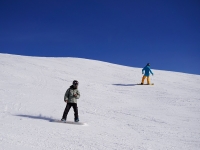  Snowboard nella neve vergine 