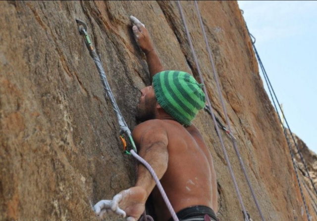  Climber ascending in the Canary Islands 