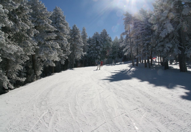 Bajando por la pista de esqui