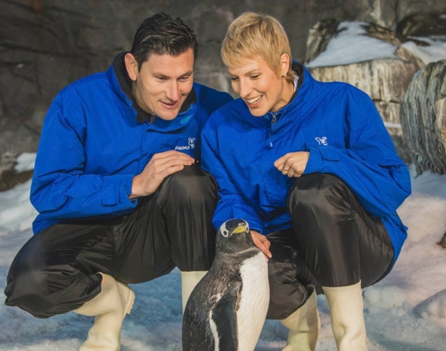 Junto a los pinguinos en Faunia