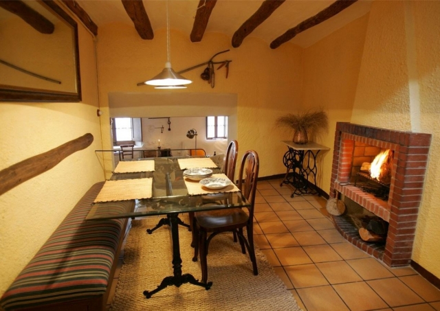 Acogedor salon con chimenea