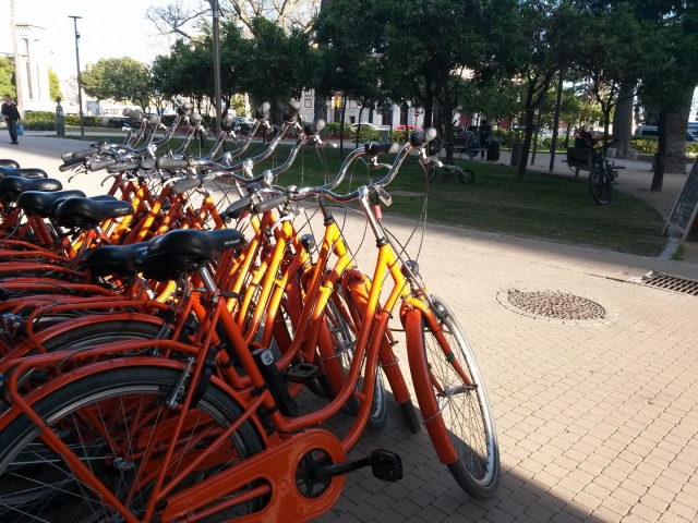 Bicis naranjas en Malaga