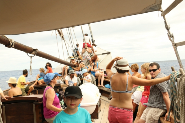  Passengers on the sailboat in Mallorca 