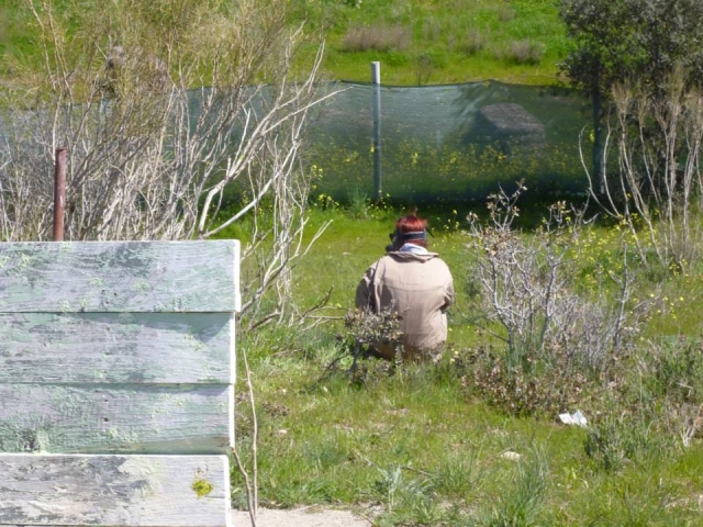 Agachada entre las retamas
