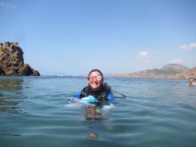 Submarinista con gafas graciosas