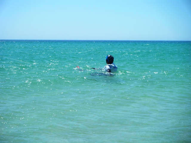 Aprendiendo kite desde el agua