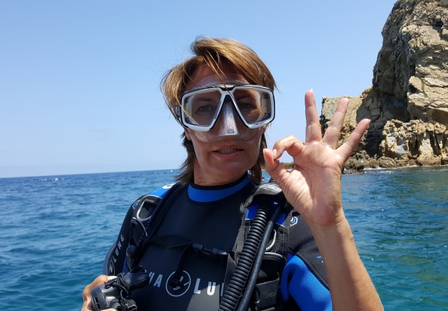  With snorkel goggles in Javea 