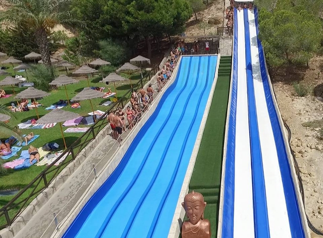  Try sliding down the water slides 