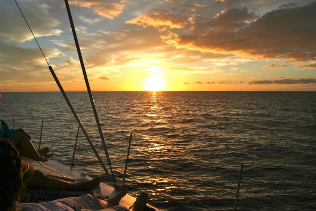 Puesta de sol en el barco