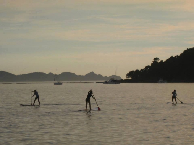 Grupo practicando paddle surf