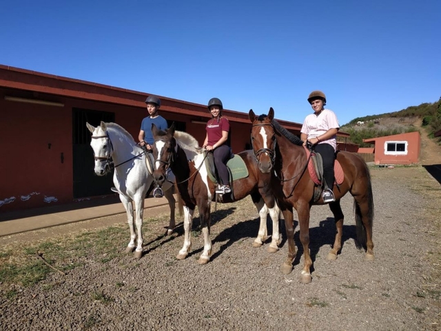 En las inmediaciones de la finca con los caballos