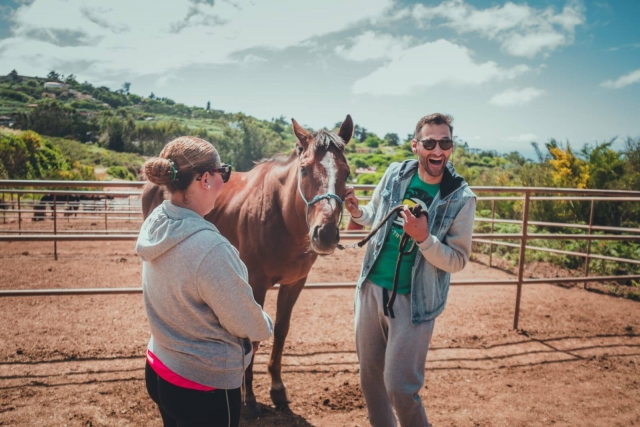 Amigos conociendo al caballo