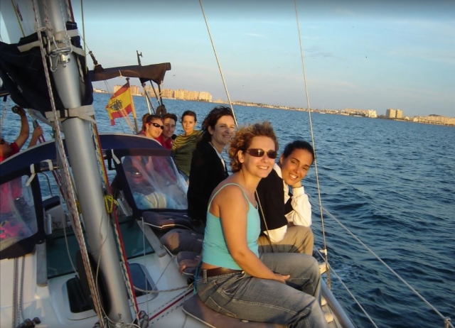  Group of girls in the deck in La Manga 