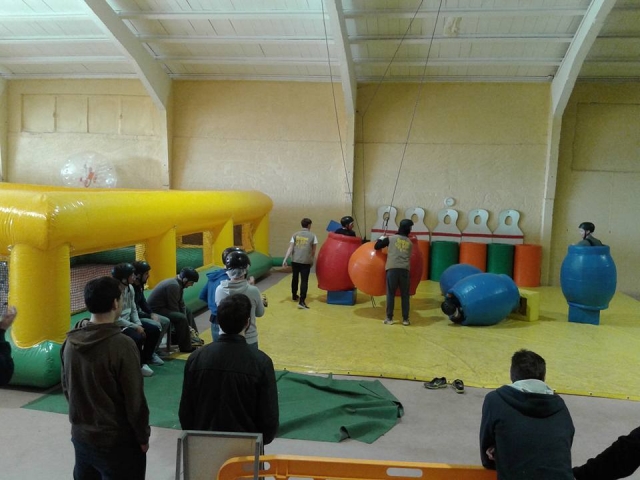  Playing giant bowling 