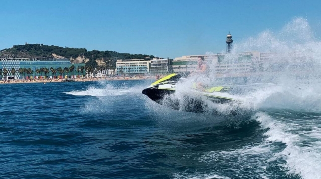  In Port Olimpic with the jet ski 