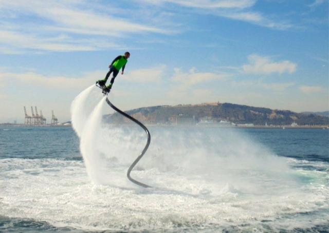  Leaning on the flyboard 