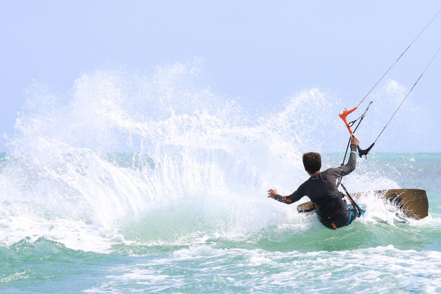  Practicing wakeboarding 