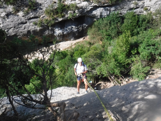  Helped by ropes 