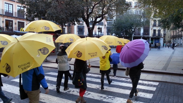  Mit gelben Regenschirmen 