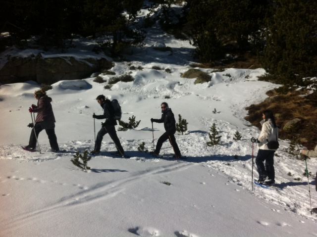  Crossing equipped with snowshoes 