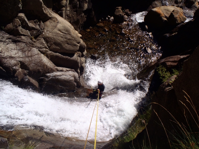  Reaching the water with the rope 