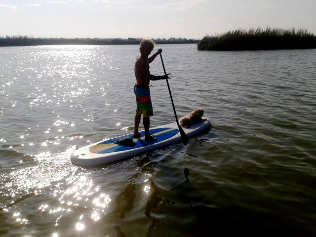  Departure with the sup board at sunset 