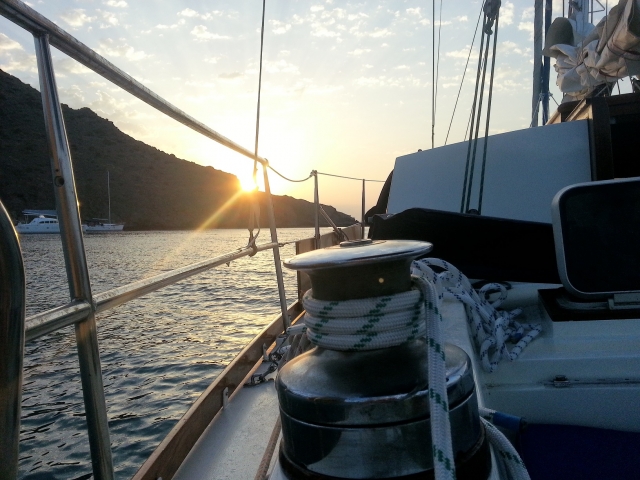 El amanecer en el barco