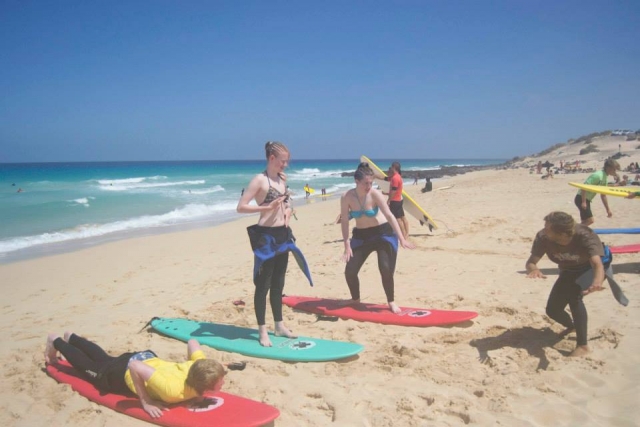 Practicando en la arena