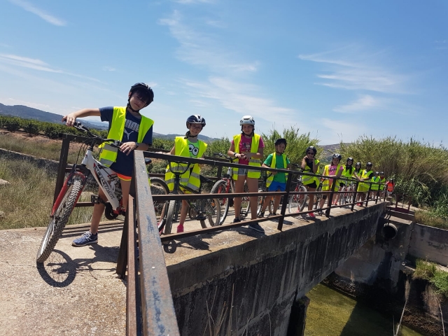 Chavales en la ruta en bicicleta