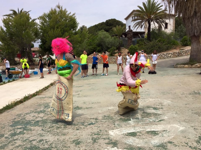Costumed sack race 