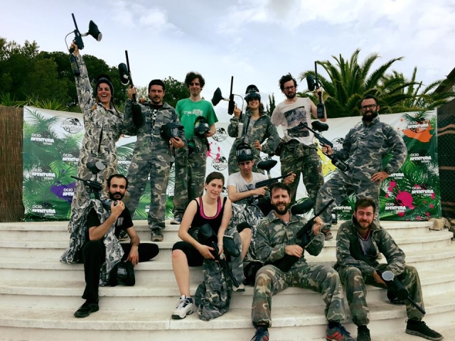  Paintball team with camouflage monkeys 
