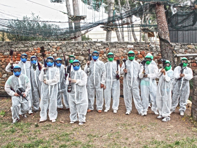  Paintball with white overalls 