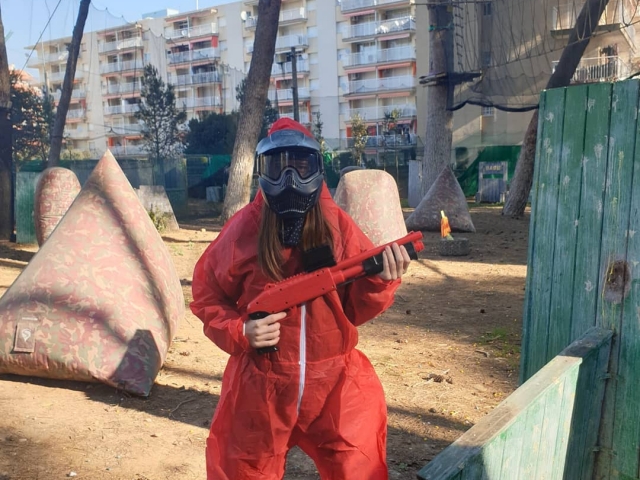  Posing with the paintball gun 