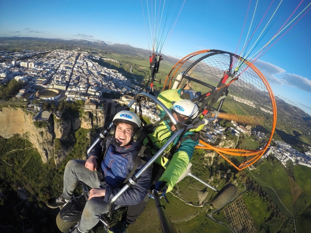 Probando el paratrike sobre Ronda