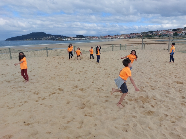 Playing on the beach 
