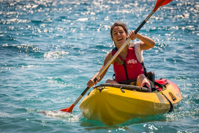 Canoeing in the sea 
