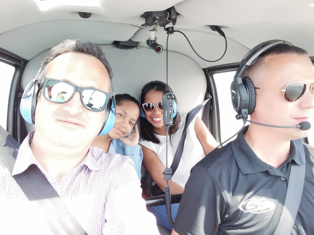 En el helicóptero