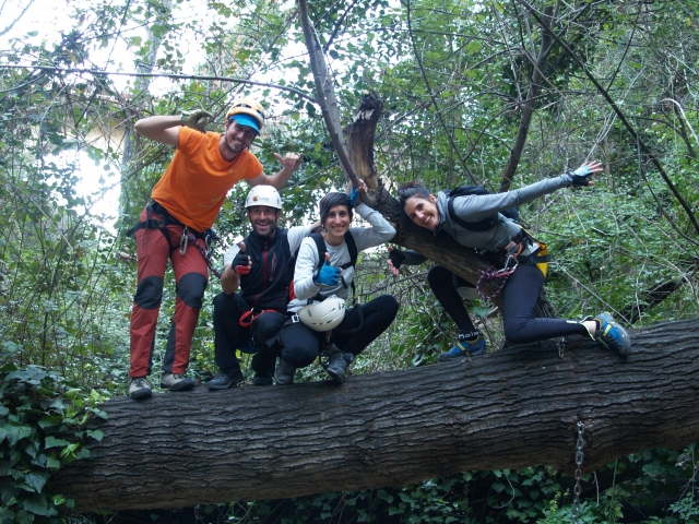 Aventureros sobre un tronco