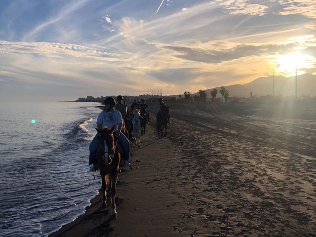 Llegando a la playa a caballo