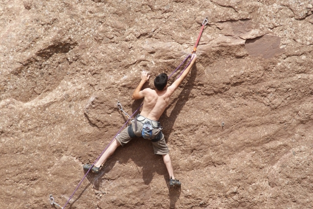  Ascending the steep wall 