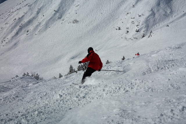  Abfahrt mit Skiern 