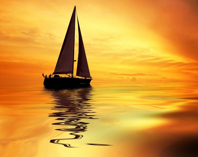  barco veleiro ao pôr do sol 