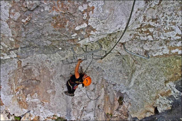  Climbing the via ferrata 