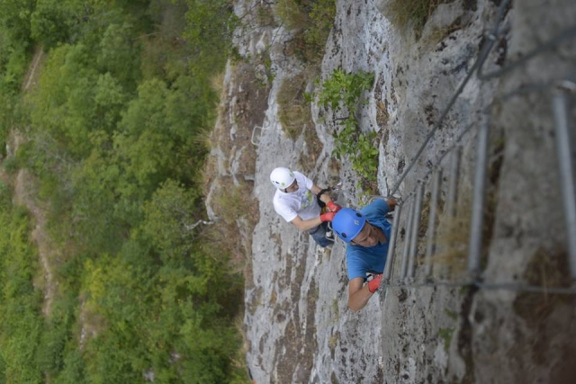  Climbing the via ferrata 