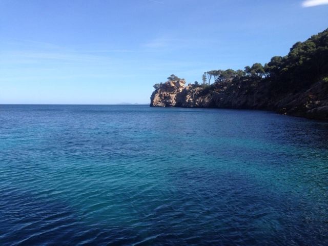  在清澈的海水中划桨冲浪 