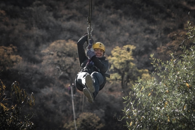 Sliding on the zip line 