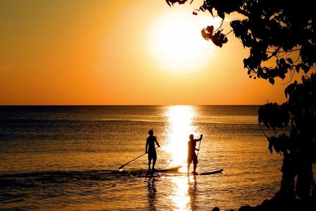 Paddle surf atardeciendo